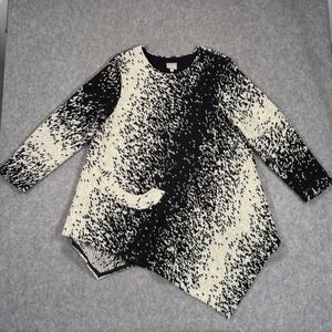 Niche Nilgun Derman Black White Knit Asymmetrical Sweater Women's Size Large